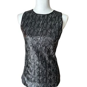 Ann Taylor Black and Silver Sequin Fitted Tank Top (size XS)